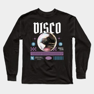 DISCO  - Grainy Mirrorball (white/lavender) Long Sleeve T-Shirt